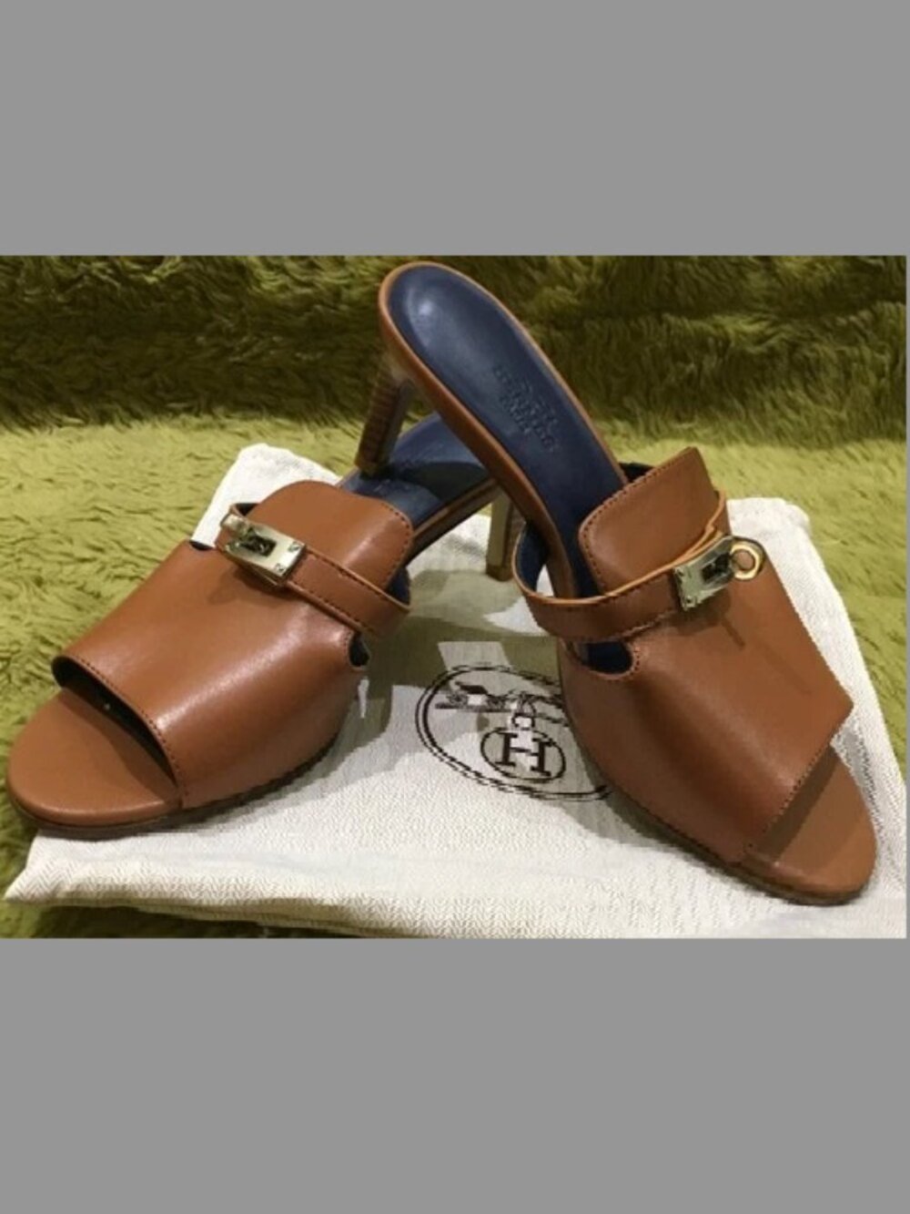 New Hermès Cute Leather Sandals Brown SZ 36